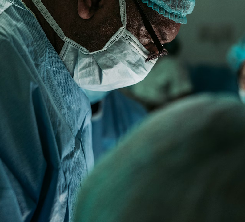 Surgeon reviewing patient information